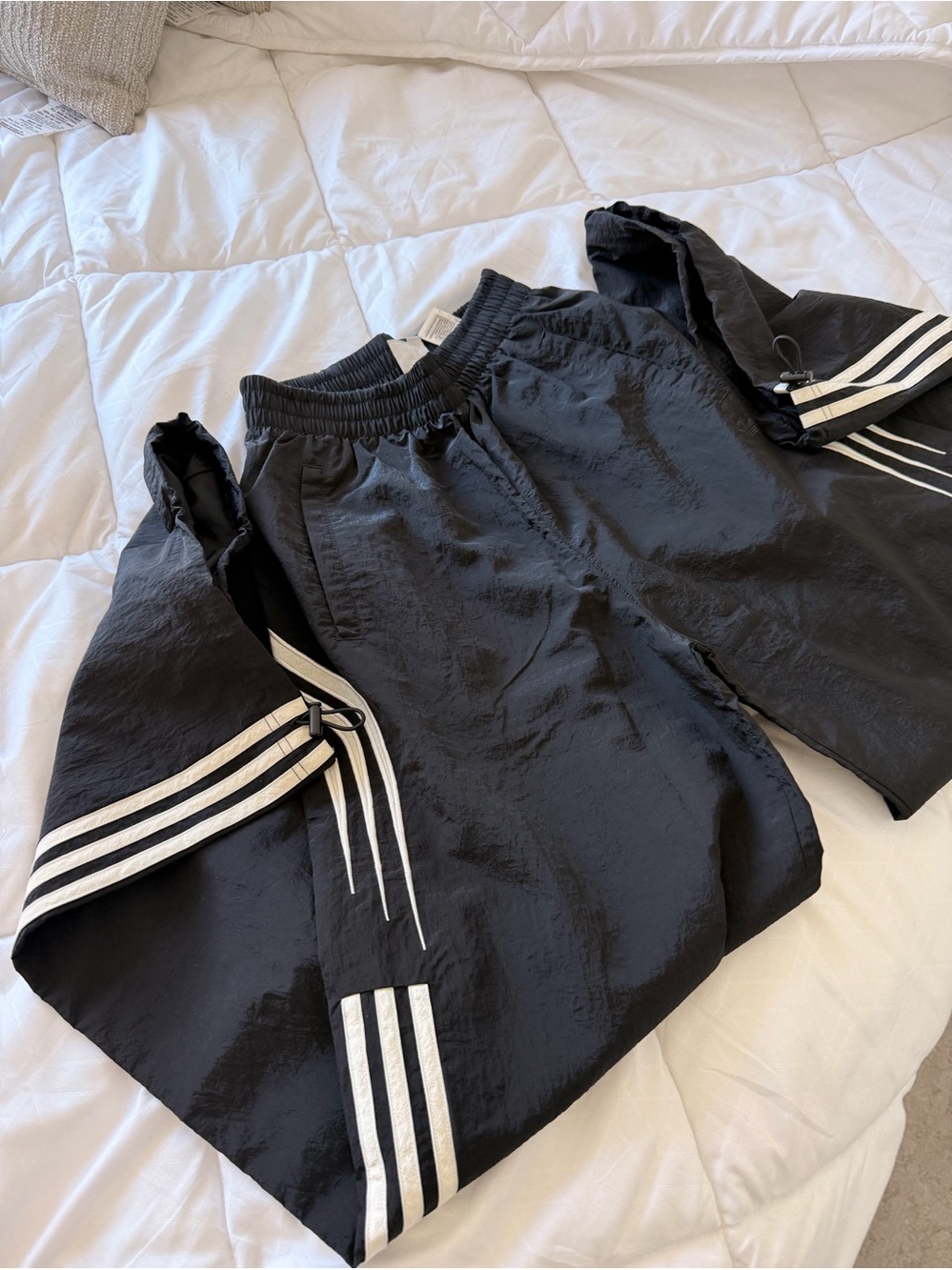 adidas Wide-Leg Atlanta Cut Line Track Pants in Black - Picture 12 of 13